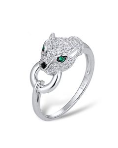 Temperament Wild Leopard Head Silver-Plated Copper Ring Ladies