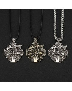 Pagan Men Pendant Nordic Culture Cross Crow