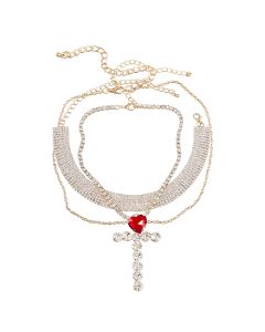 European And American Fashion Alloy Diamond Glass Diamond Rhinestone Heart Shape