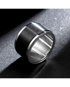 12mm Ultra-wide Men's Inner Ball Outer Flat Rotating Ring 316L Stainless Poem Ring