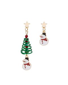 Creative Asymmetric Spiral Christmas Tree Pendant Stud Earrings