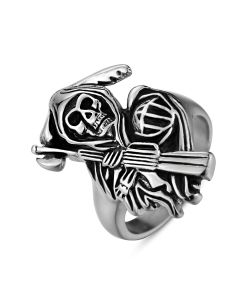 Punk Stainless Steel Ring Men's Sickle Skull Ring