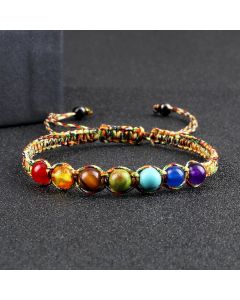 AliExpress New Cross-border Hot Selling 6MM Colorful Natural Stone Ball Bracelet Hand-woven Adjustable