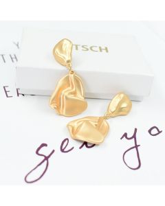 Folded Metal Earrings Textured Alloy Earrings