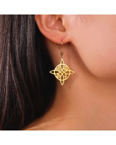 Hollow Erte Knot Cross Pendant Stainless Steel Earrings