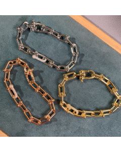 U Shape Horseshoe Buckle Bamboo Diamond Bracelet
