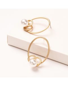 Simple Water Drop Pearl Gold Alloy Earrings Women's Fashion Temperament Earrings