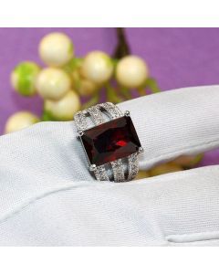 Garnet red zircon skeleton ring