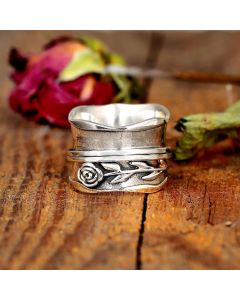 New Wide Version Vintage Rotating Rose Ring Decompression
