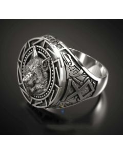 Vintage Wolf Totem Thai Silver Ring