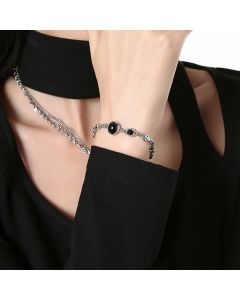 Metal Texture Black Bead Bracelet Cold Style Light Luxury All-match Couples Bracelet