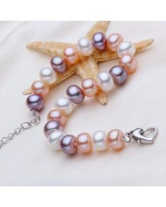 Dai Blue Freshwater Pearl Bracelet 9-10mm Steamed Bun Round Pearl Bracelet Bracelet Jewelry Wholesale Factory Wholesale
