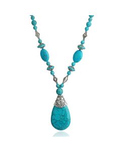 Bohemian Turquoise Drop Pendant Short Necklace