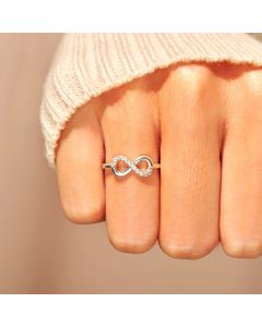 Women's Fashion S925 Sterling Silver Lucky 8 Set Zircon Ring