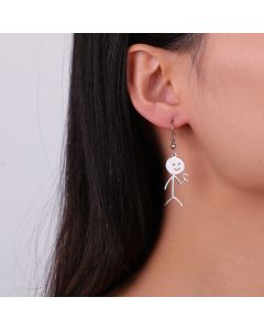 Titanium Steel Cut Hollowed Cartoon Single Side Bixin Villain Pendant Stainless Steel Earrings