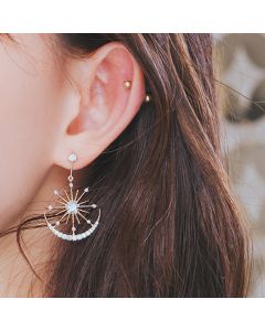 Sun and Moon Crystal Earrings with Diamonds