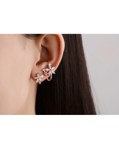 Flower curved zircon earrings