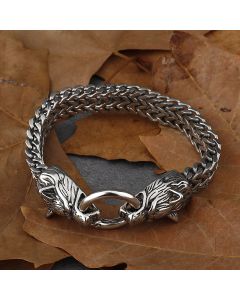 Fashion Stainless Steel Men's Wolf Head Bracelet