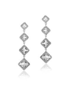 Long Crystal Earrings Diamond Bridal Wedding Long Earrings