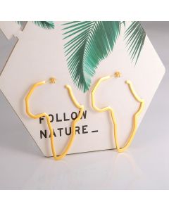 Africa Map Money Symbol Oversized Exaggerated Hollow Stud Earrings