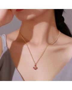 Pick heart snowflake christmas tree necklace