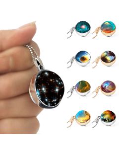 Hemisphere double-sided galaxy starry sky gemstone necklace