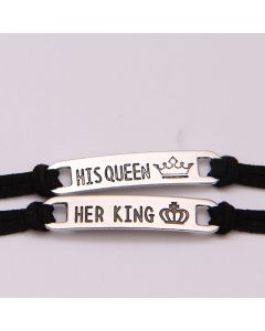 His Queen Her King Alloy Couple Bracelet Jewelry