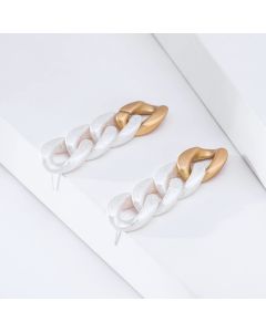 Earrings Two Tone Chain Earrings 925 Silver Pin Retro Chain Stud Earrings