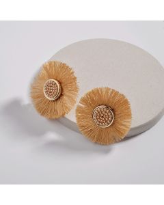 Alloy Rice Beads Cotton Thread Fringed Flower Women's Earrings
