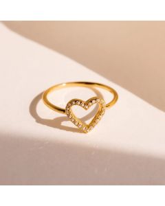 Couple Heart Shape With Diamond Ring Stainless Steel Ornament