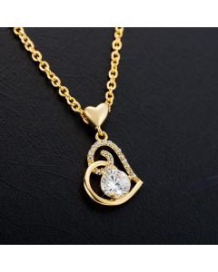 Rose Gold Color Stellux Crystals Heart Pendant