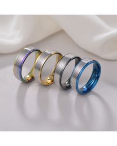 Jewelry 6mm Multicolor Threaded Titanium Steel Ring For Men
