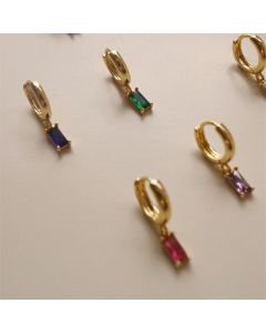 Simple Atmosphere Rectangular Zircon Earrings Copper Color Preservation