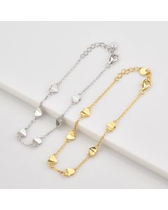 Women's S925 Sterling Silver Cute Heart Temperamental Niche Design Simple Bracelet