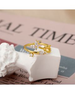 Fresh Flower Female Fashion Zircon Opening Adjustable Index Finger Ring