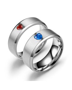 New Peach Heart Stainless Steel Zircon Ring