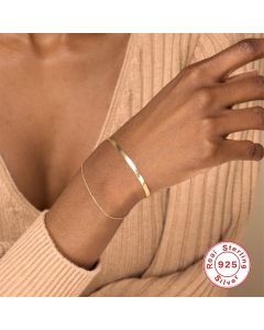 S925 Sterling Silver Flat Snake Creative Women Bracelet