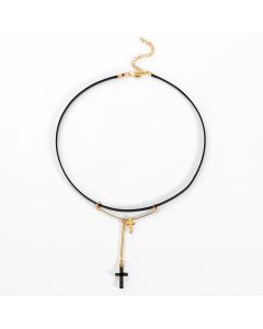 Female Cross Leather Necklace