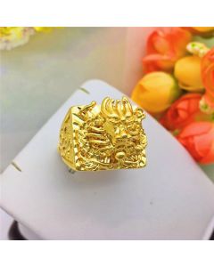 Gold-plated men's three-dimensional dragon sand gold ring