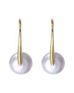 Autumn And Winter New 14K Gold Button Pearl Earhook Women'S Baroque Pearl Earrings