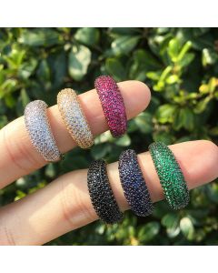 Net Celebrity Hot Sale Ring Female European And American New Micro-Inlaid Color Zirconium Live Open Ring Temperament Girl Gift Ring Wholesale