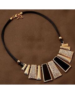 Geometric leather rope necklace