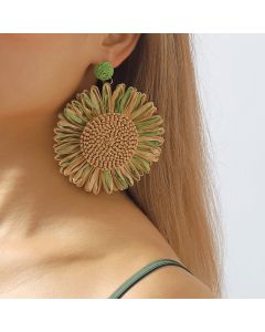 Bohemian Raffia Woven Flower Earrings
