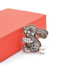 Diamond Rabbit Brooch Zodiac Cartoon Animal Design Cute Corsage Sweater Clothing