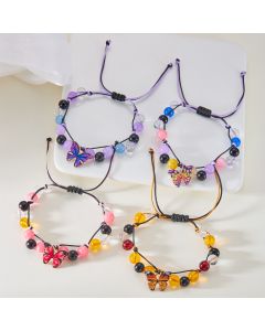 Butterfly Bracelet Colored Stone Beaded Women's