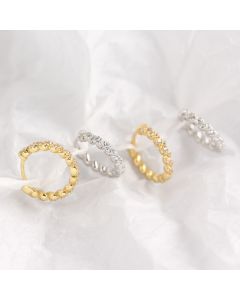Vintage Screw Pattern Earrings Gold-plated Zircon Women