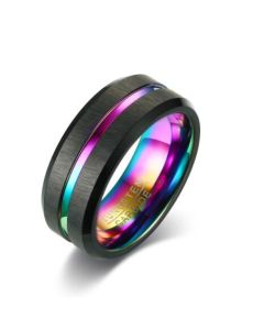 Black Brushed Tungsten Carbide Wedding Ring