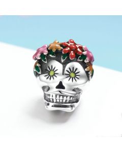 Flowers skull loose beads