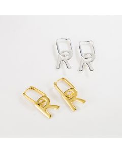 R Letter Earrings S925 Sterling Silver Fashion