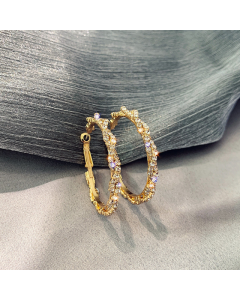Women's Silver Needle Rhinestone C Earrings